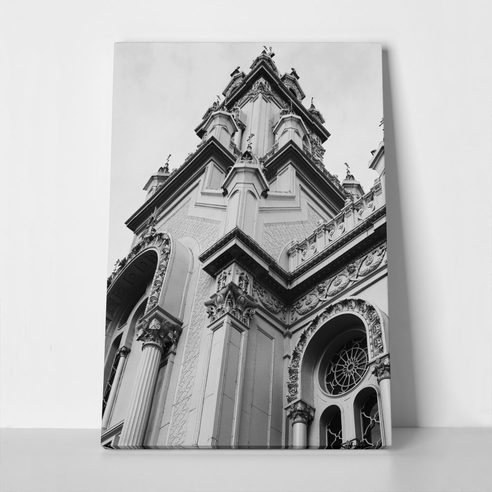 Πίνακας σε Καμβά BLACK AND WHITE ARCHITECTURAL CHURCH
