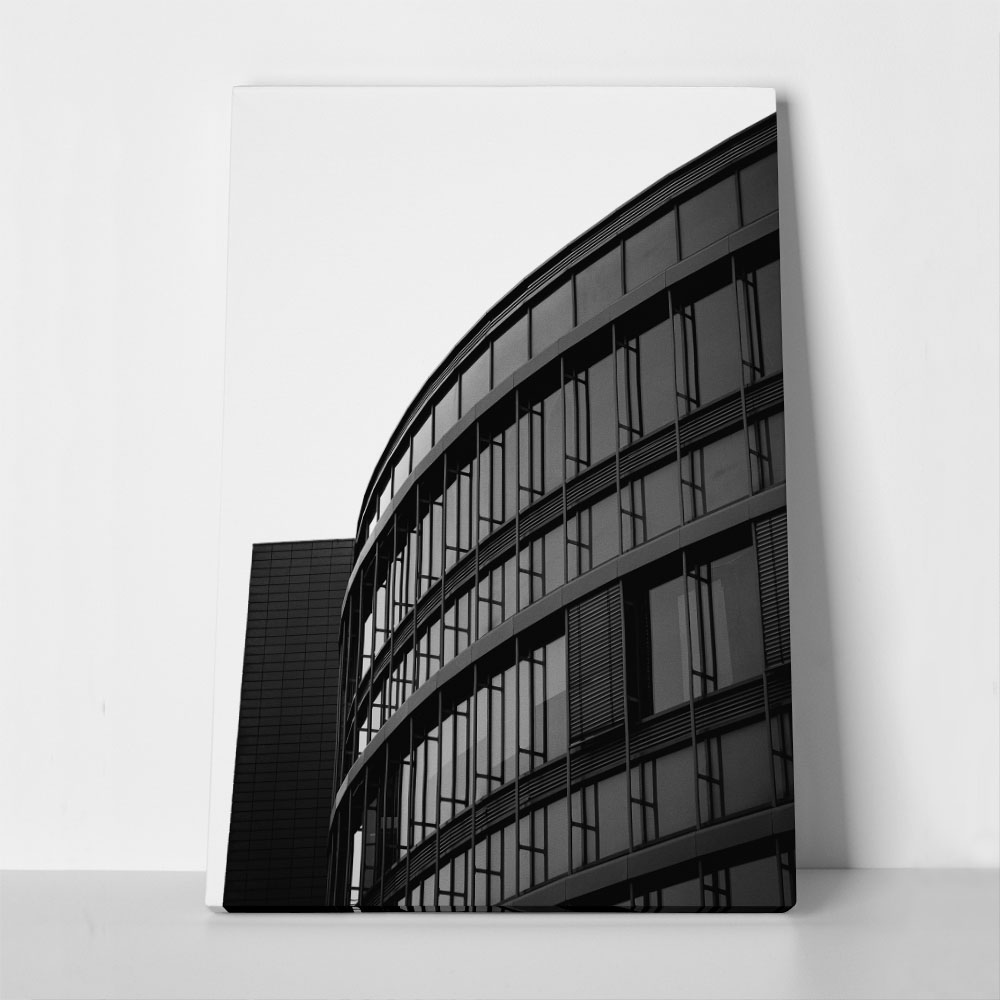 Πίνακας σε Καμβά BLACK AND WHITE ARCHITECTURAL CIRCULAR BUILDING