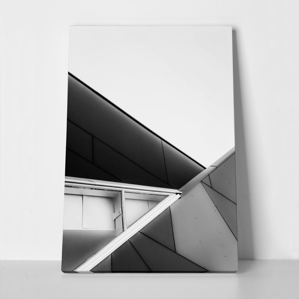 Πίνακας σε Καμβά BLACK AND WHITE ARCHITECTURAL COMPLEX GEOMETRIC SHAPES