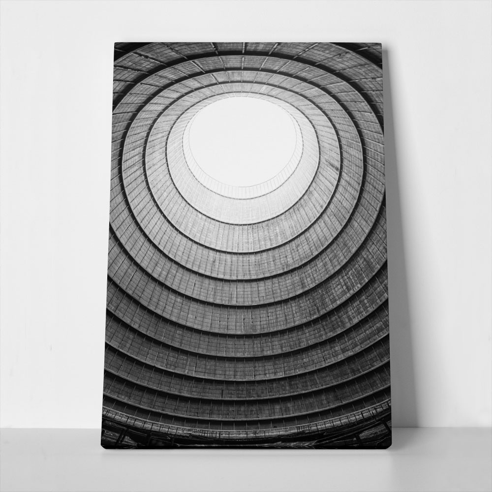 Πίνακας σε Καμβά BLACK AND WHITE ARCHITECTURAL COOLING TOWER