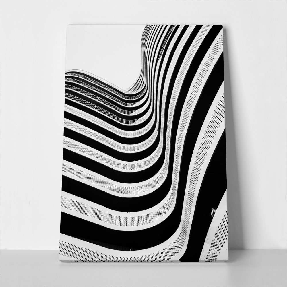 Πίνακας σε Καμβά BLACK AND WHITE ARCHITECTURAL CURVED BALCONIES 2