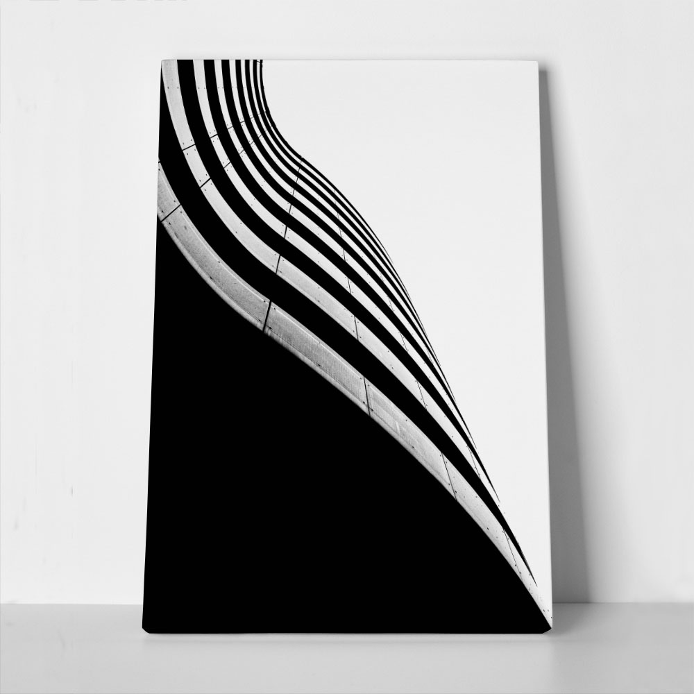 Πίνακας σε Καμβά BLACK AND WHITE ARCHITECTURAL CURVED BALCONIES