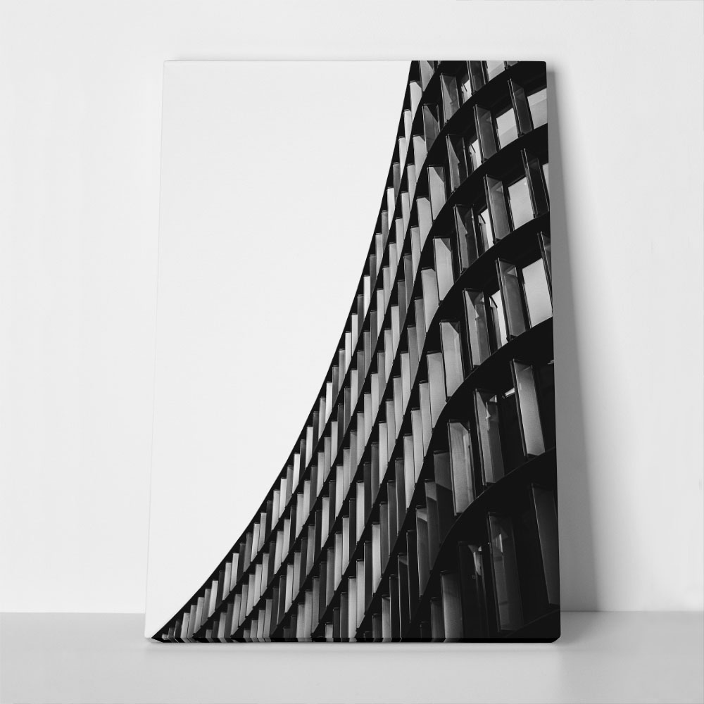 Πίνακας σε Καμβά BLACK AND WHITE ARCHITECTURAL CURVED BUILDING