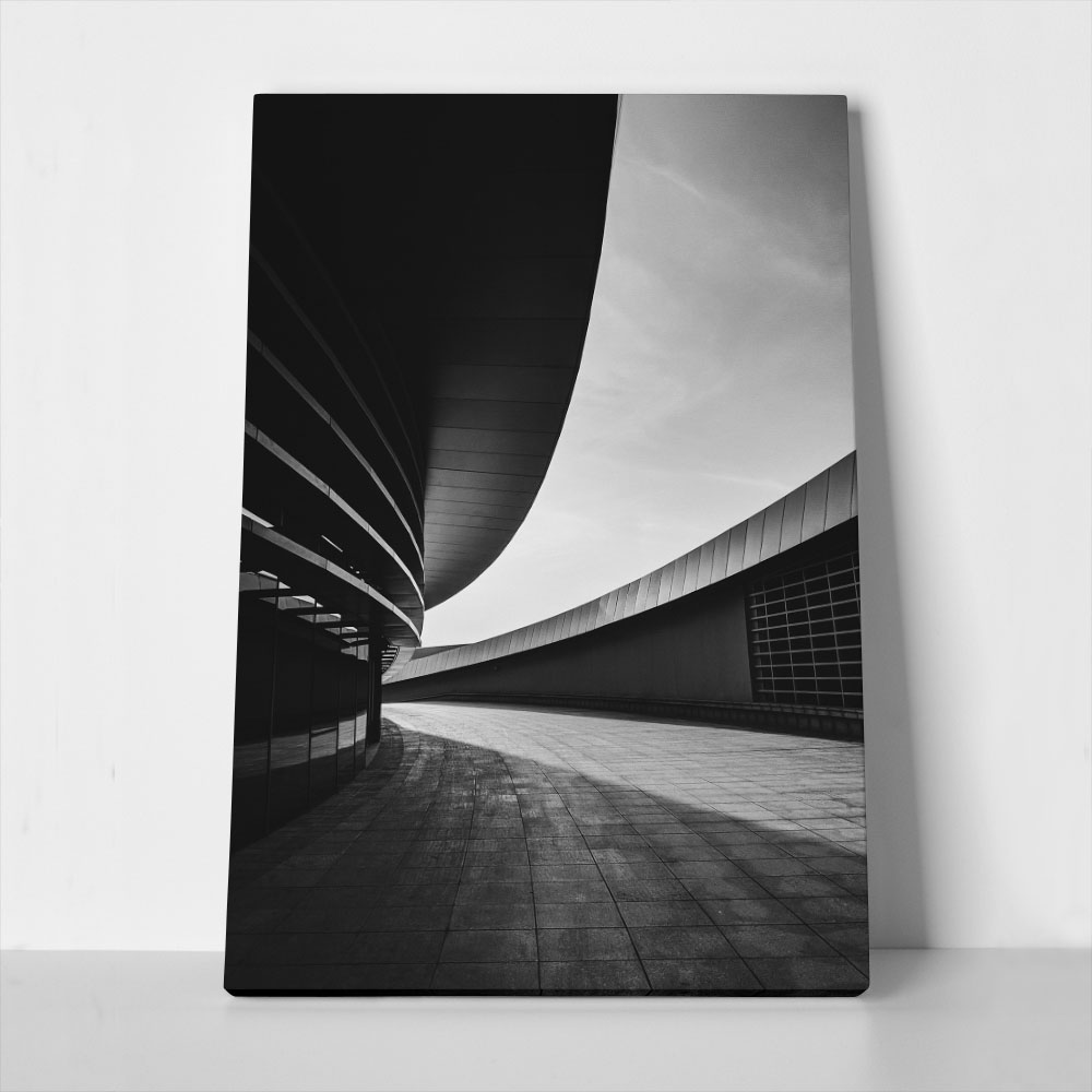 Πίνακας σε Καμβά BLACK AND WHITE ARCHITECTURAL CURVED STRUCTURAL ELEMENTS