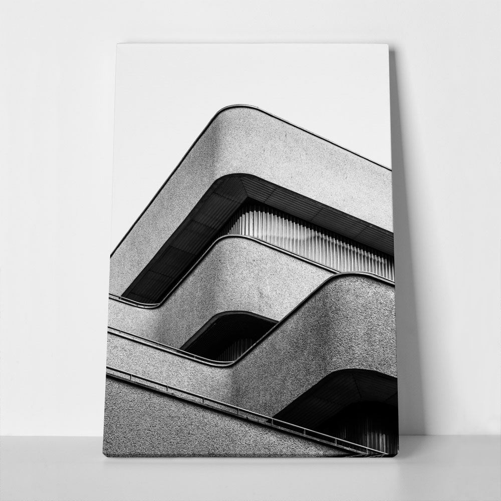 Πίνακας σε Καμβά BLACK AND WHITE ARCHITECTURAL FLOWING LINES