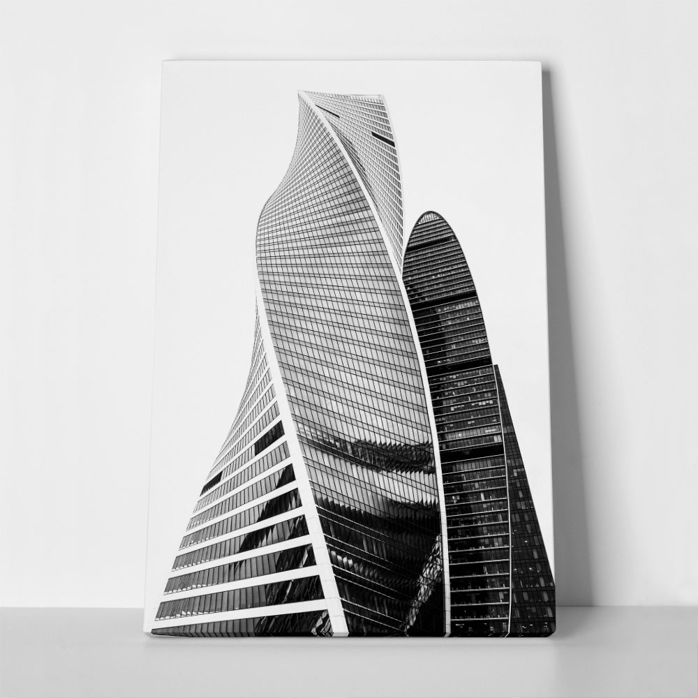 Πίνακας σε Καμβά BLACK AND WHITE ARCHITECTURAL FUTURISTIC SKYSCRAPER