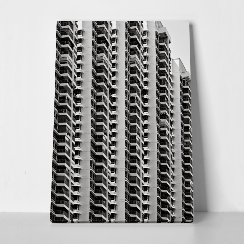Πίνακας σε Καμβά BLACK AND WHITE ARCHITECTURAL GEOMETRIC APARTMENTS 3