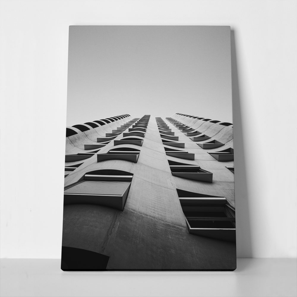 Πίνακας σε Καμβά BLACK AND WHITE ARCHITECTURAL GEOMETRIC BALCONIES 2