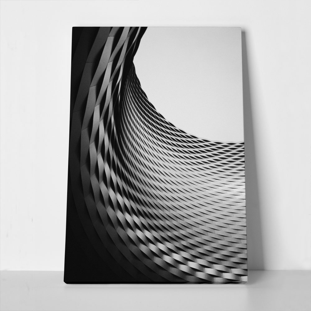 Πίνακας σε Καμβά BLACK AND WHITE ARCHITECTURAL GEOMETRIC CIRCULAR STRUCTURE