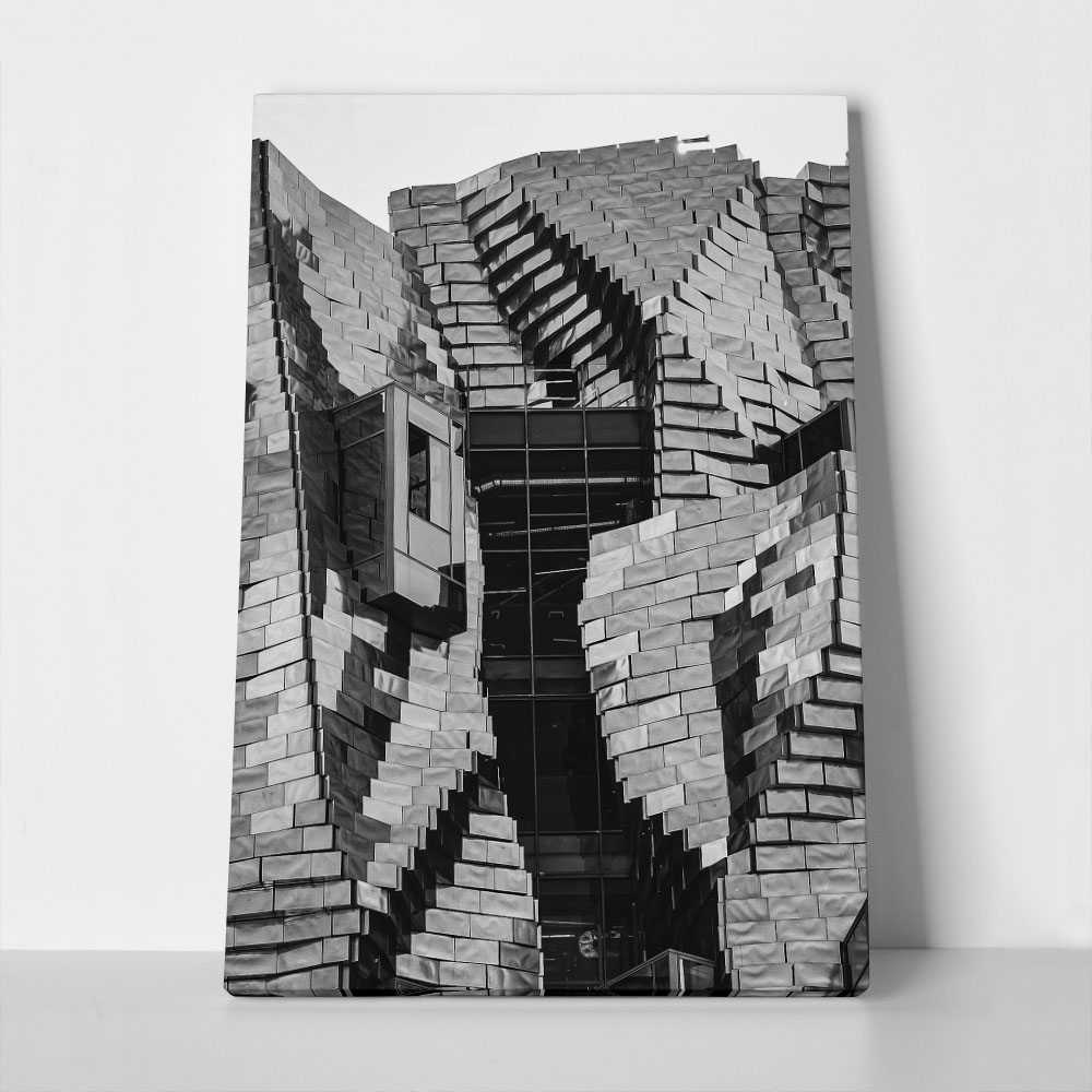 Πίνακας σε Καμβά BLACK AND WHITE ARCHITECTURAL GEOMETRIC ROOF
