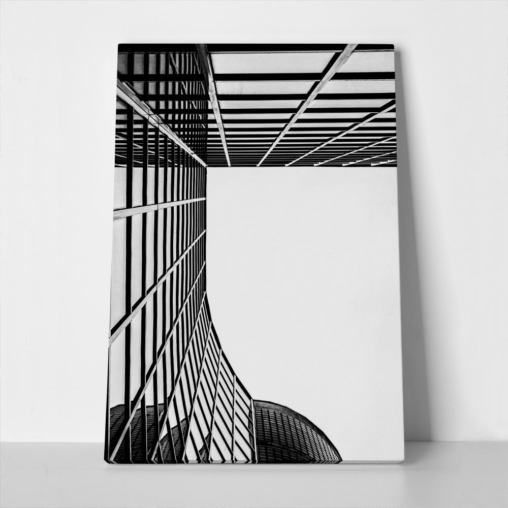 Πίνακας σε Καμβά BLACK AND WHITE ARCHITECTURAL GEOMETRIC STRUCTURE 2