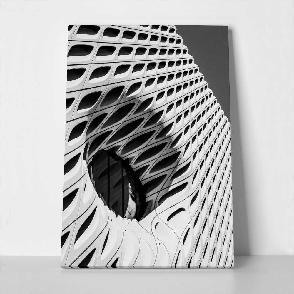Πίνακας σε Καμβά BLACK AND WHITE ARCHITECTURAL HONEYCOMB STRUCTURE