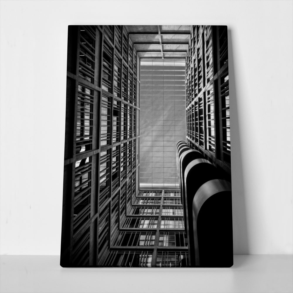 Πίνακας σε Καμβά BLACK AND WHITE ARCHITECTURAL INTERIOR PERSPECTIVE
