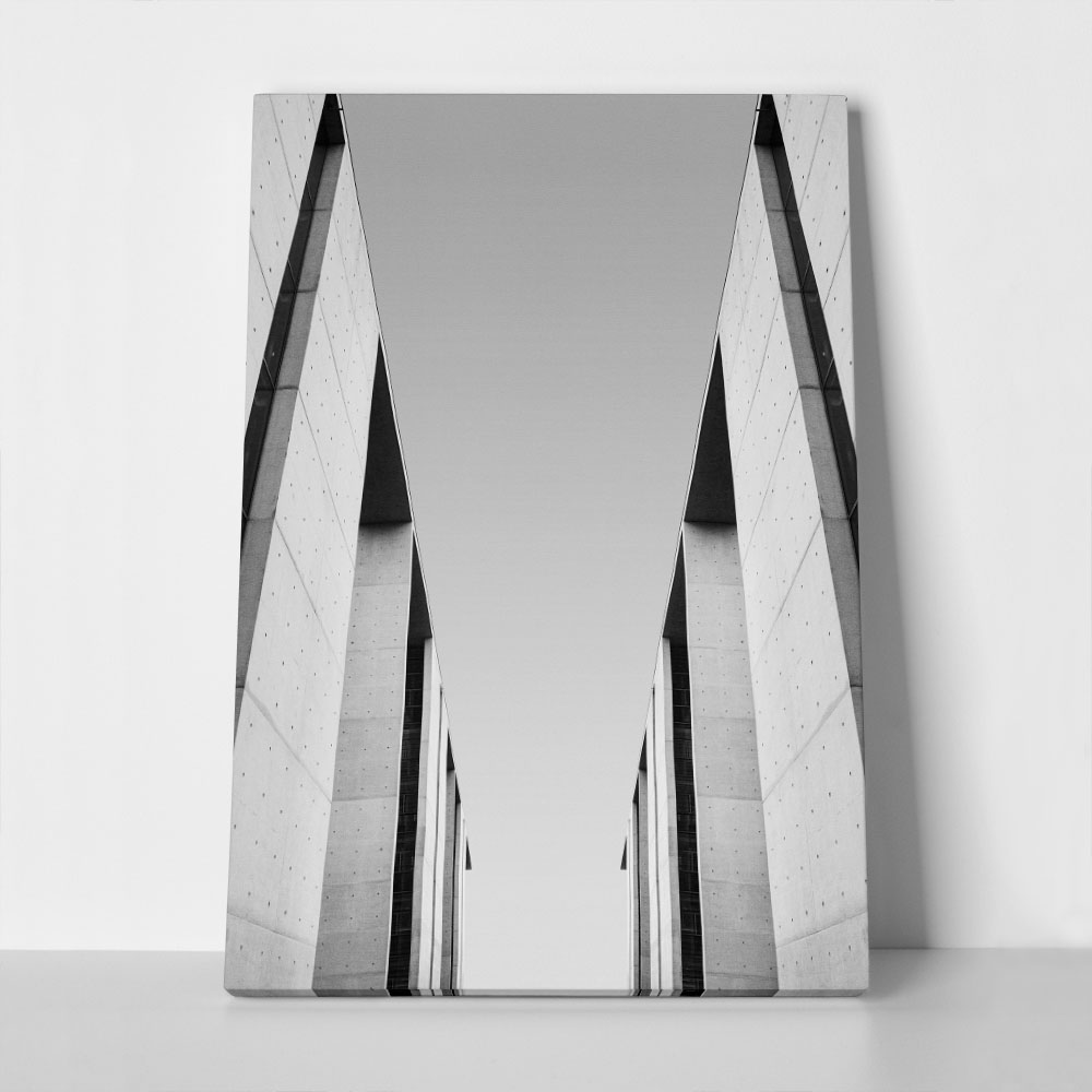 Πίνακας σε Καμβά BLACK AND WHITE ARCHITECTURAL MINIMALIST CONCRETE BLOCKS