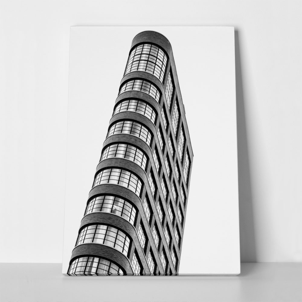 Πίνακας σε Καμβά BLACK AND WHITE ARCHITECTURAL NARROW BUILDING 2