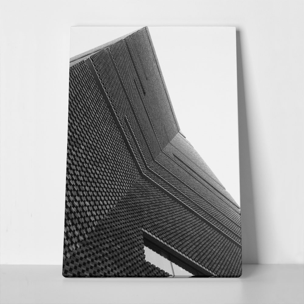 Πίνακας σε Καμβά BLACK AND WHITE ARCHITECTURAL PIERCED BRICK FACADE