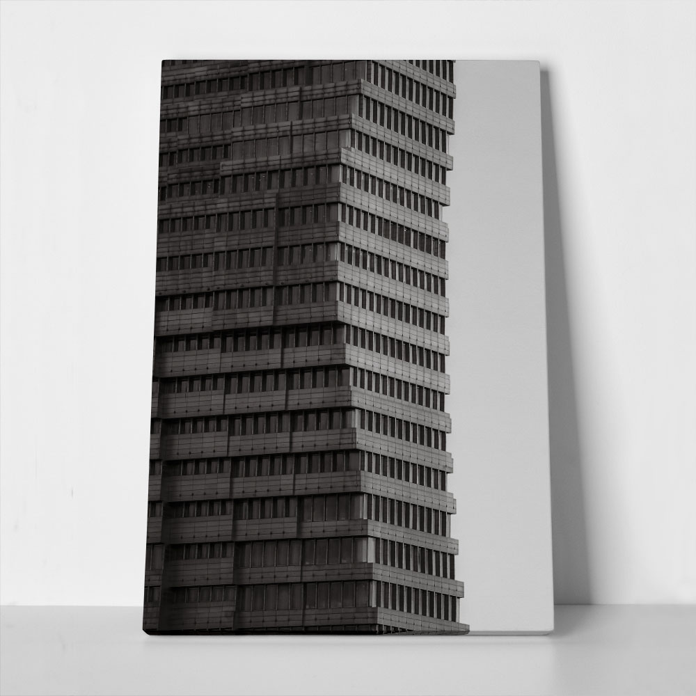 Πίνακας σε Καμβά BLACK AND WHITE ARCHITECTURAL PIXELATED FACADE