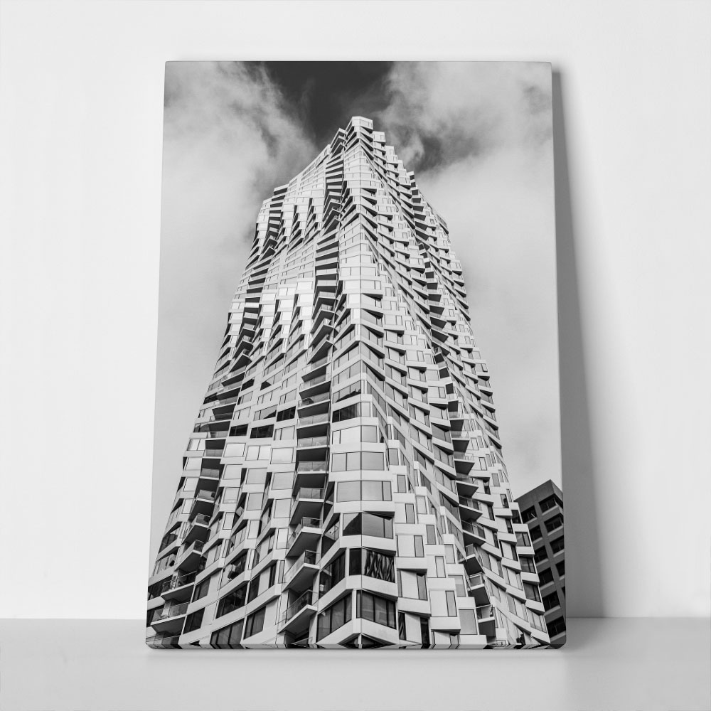 Πίνακας σε Καμβά BLACK AND WHITE ARCHITECTURAL RIPPLED FACADE