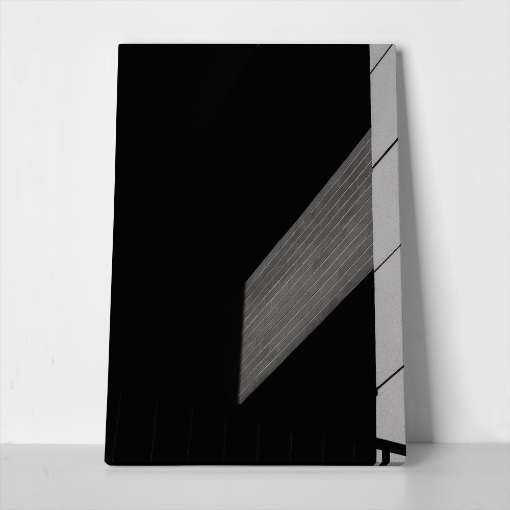Πίνακας σε Καμβά BLACK AND WHITE ARCHITECTURAL SHADOWED BUILDING
