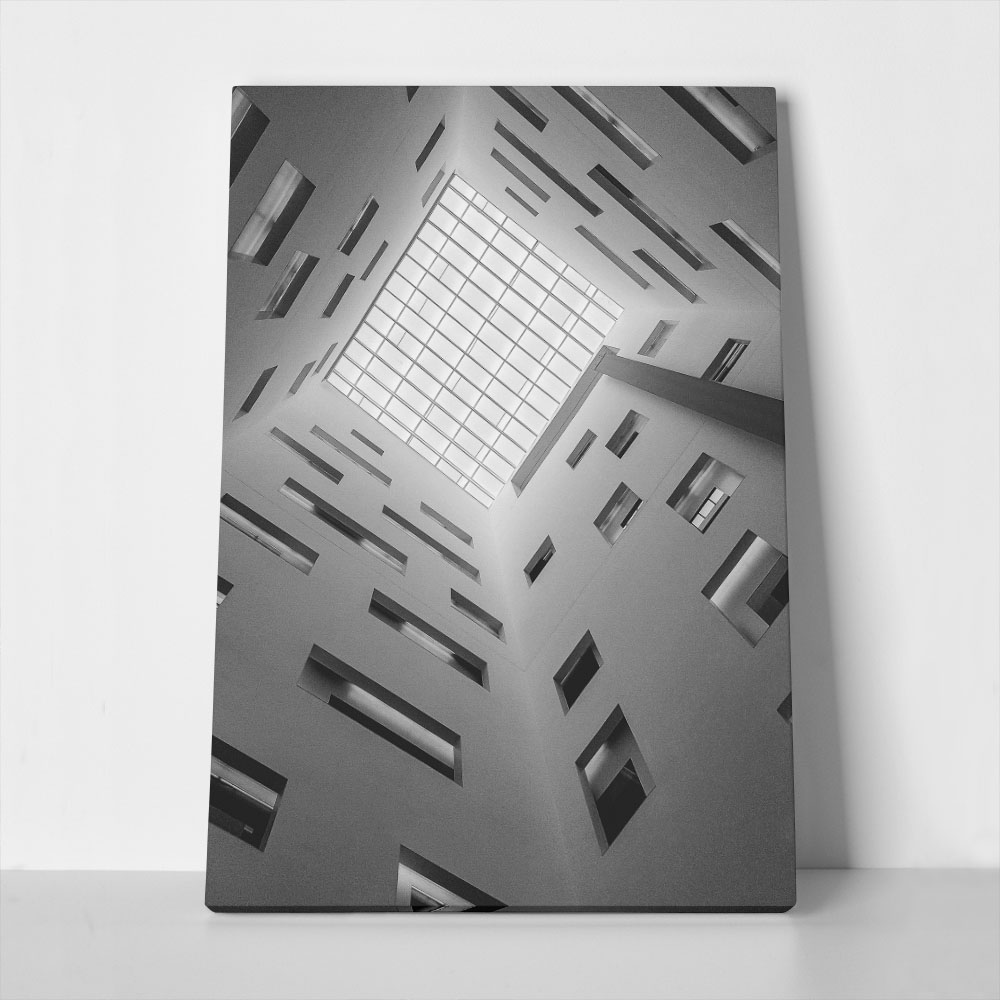 Πίνακας σε Καμβά BLACK AND WHITE ARCHITECTURAL SKYLIGHT 3