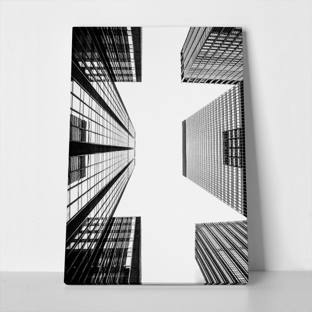 Πίνακας σε Καμβά BLACK AND WHITE ARCHITECTURAL SKYSCRAPERS 2