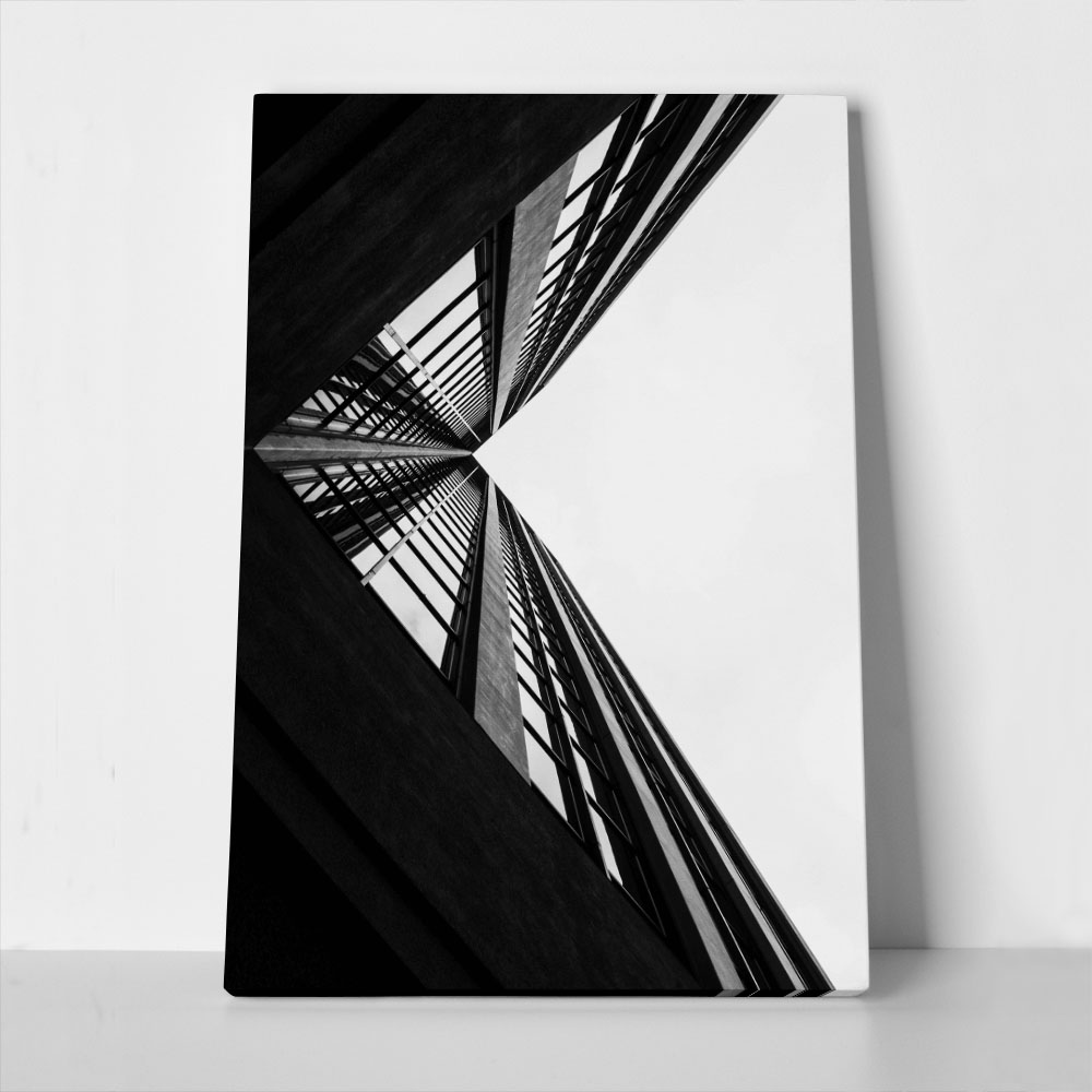 Πίνακας σε Καμβά BLACK AND WHITE ARCHITECTURAL SKYSCRAPERS 3