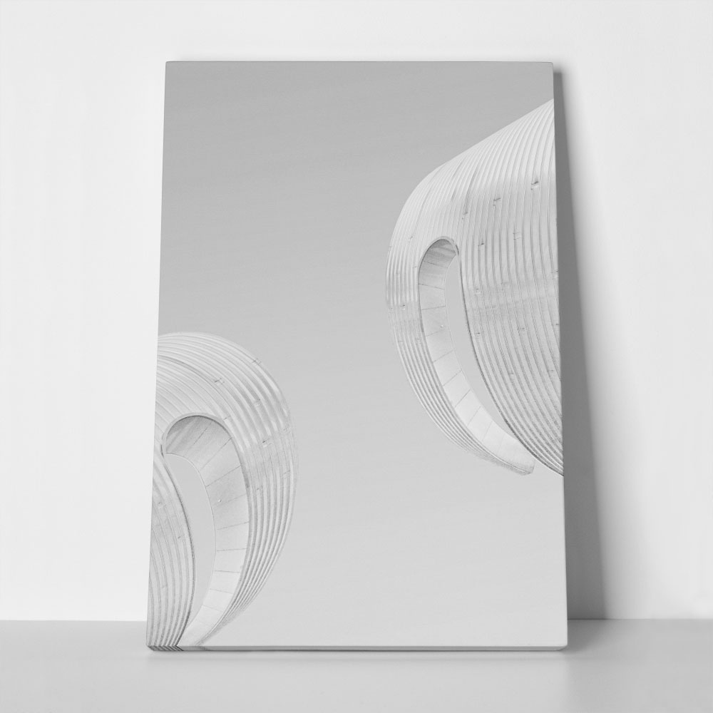 Πίνακας σε Καμβά BLACK AND WHITE ARCHITECTURAL SPIRAL SHAPED STRUCTURES