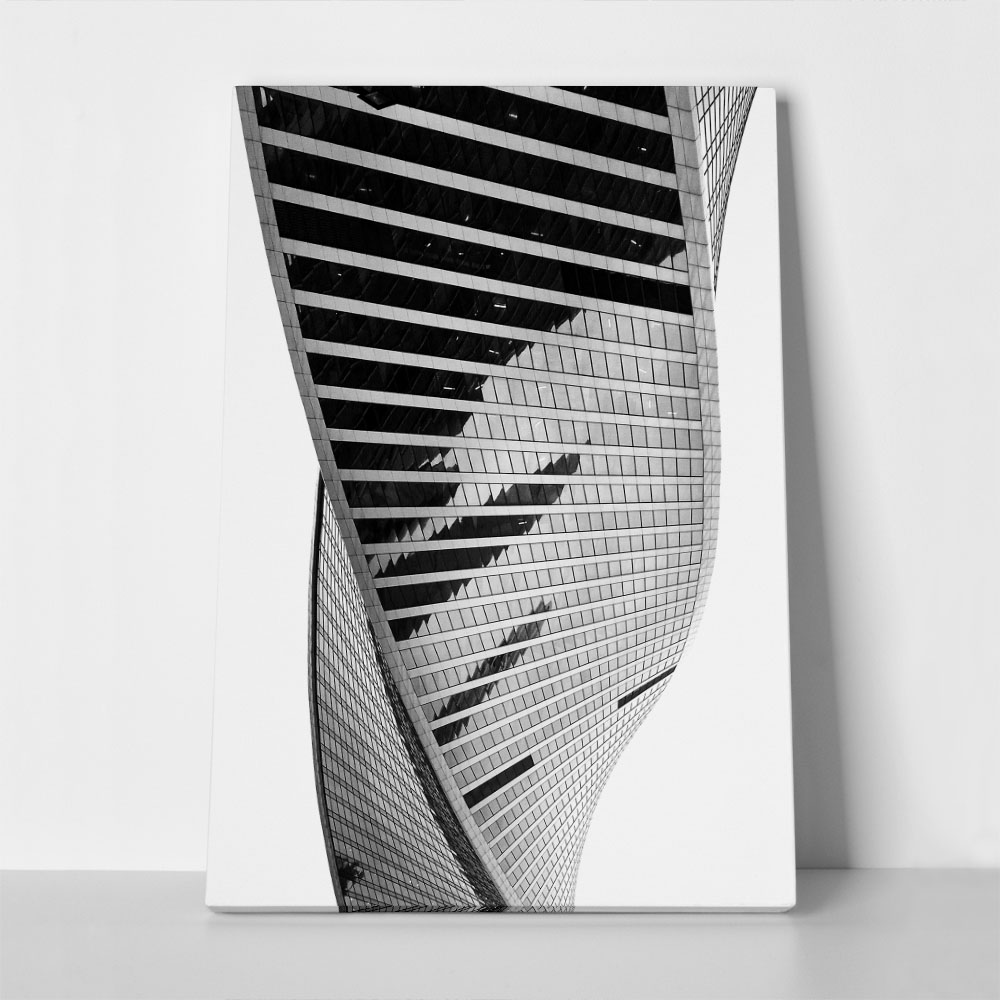 Πίνακας σε Καμβά BLACK AND WHITE ARCHITECTURAL SPIRALING TOWER