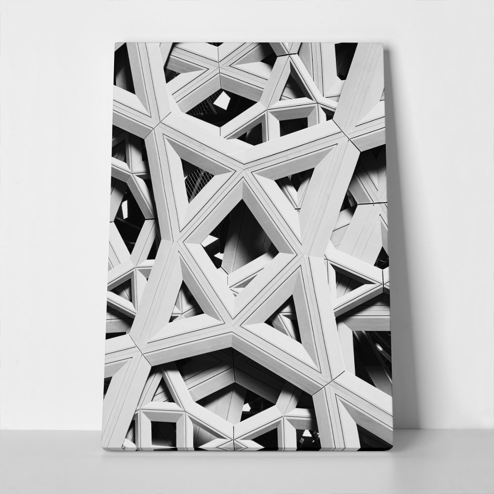Πίνακας σε Καμβά BLACK AND WHITE ARCHITECTURAL STAR PATTERN