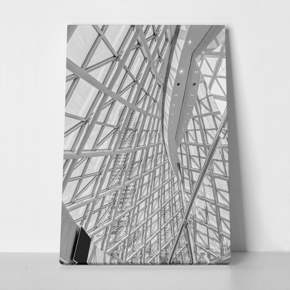 Πίνακας σε Καμβά BLACK AND WHITE ARCHITECTURAL STEEL AND GLASS ROOF
