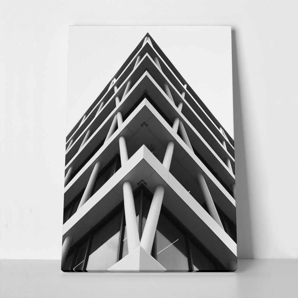 Πίνακας σε Καμβά BLACK AND WHITE ARCHITECTURAL STEEL NET FACADE