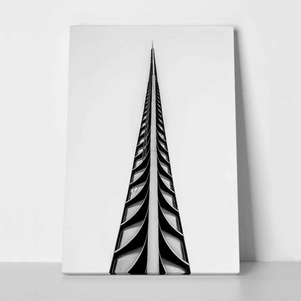 Πίνακας σε Καμβά BLACK AND WHITE ARCHITECTURAL STEEL SPIRE