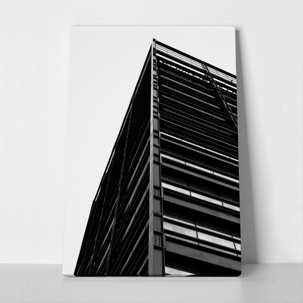 Πίνακας σε Καμβά BLACK AND WHITE ARCHITECTURAL STRUCTURAL STEEL CORNER