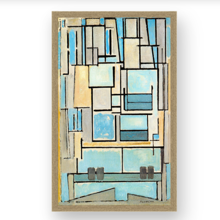 OUTLET Πίνακας σε καμβά MONDRIAN - COMPOSITION NO VI 50cm x 80cm Με Κορνίζα ΦΥΣΙΚΟ ΣΚΟΥΡΟ