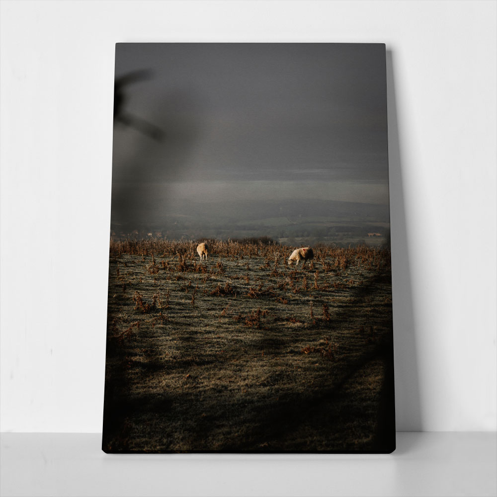 Πίνακας σε Καμβά RUSTIC FARMHOUSE COWS 5