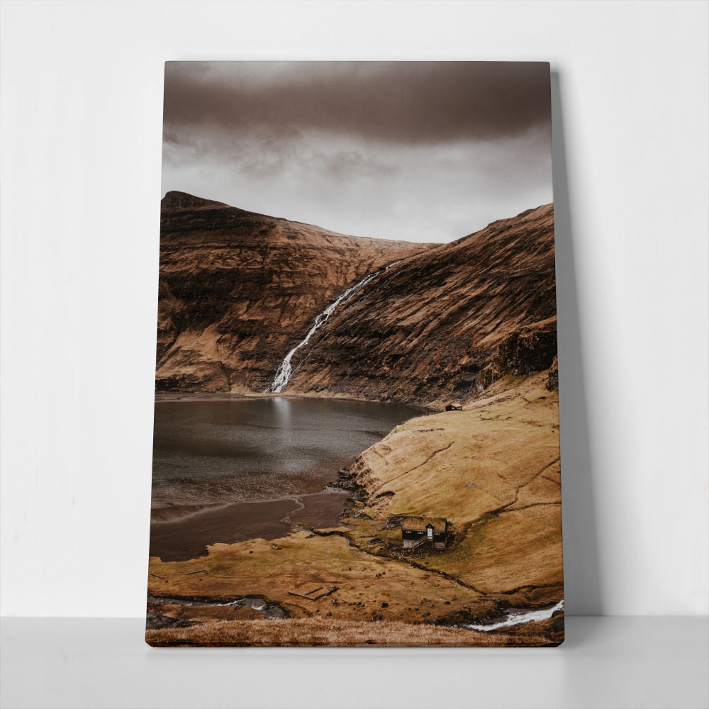 Πίνακας σε Καμβά RUSTIC FARMHOUSE MOUNTAIN LAKE