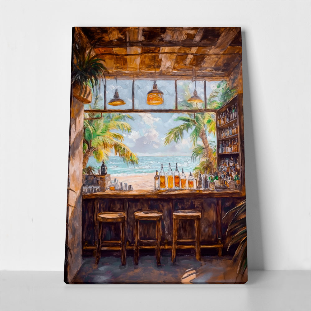 Πίνακας σε Καμβά VINTAGE PASTEL BEACH BAR 2