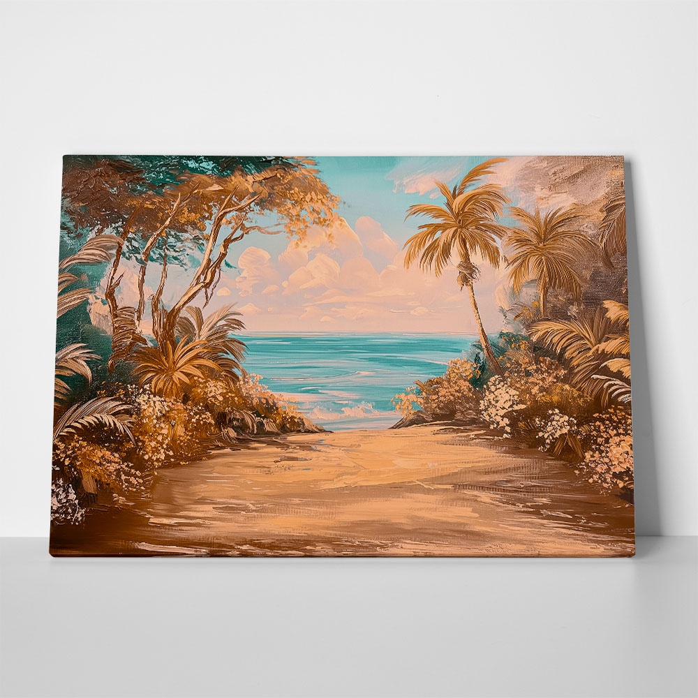 Πίνακας σε Καμβά VINTAGE PASTEL BEACH PATH 5