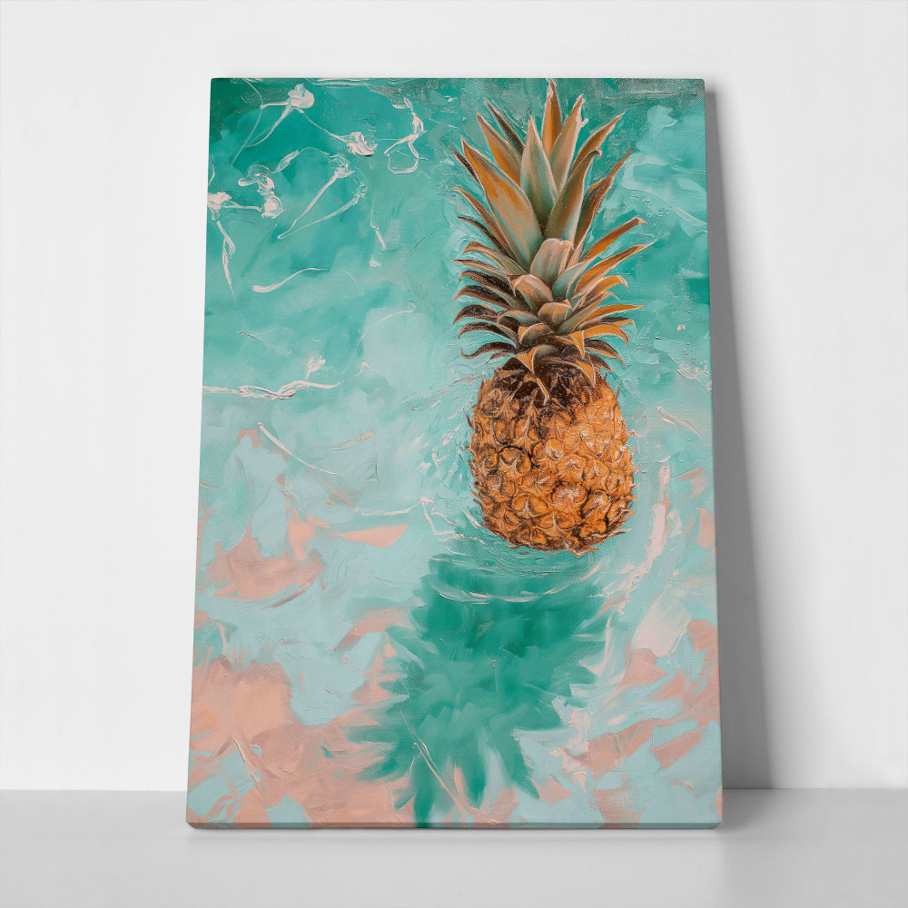 Πίνακας σε Καμβά VINTAGE PASTEL BEACH PINEAPPLE 4