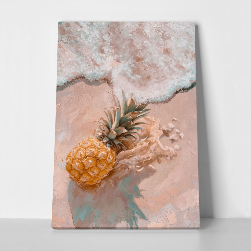 Πίνακας σε Καμβά VINTAGE PASTEL BEACH PINEAPPLE