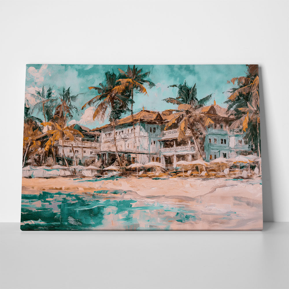 Πίνακας σε Καμβά VINTAGE PASTEL BEACH RESORT 2