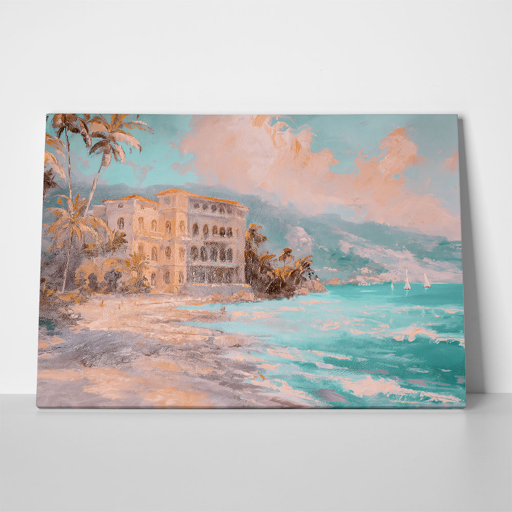 Πίνακας σε Καμβά VINTAGE PASTEL BEACH RESORT