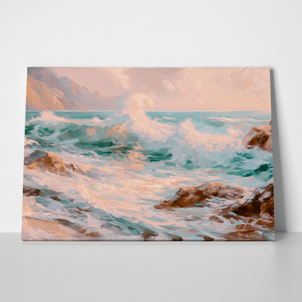 Πίνακας σε Καμβά VINTAGE PASTEL BEACH WAVES 2