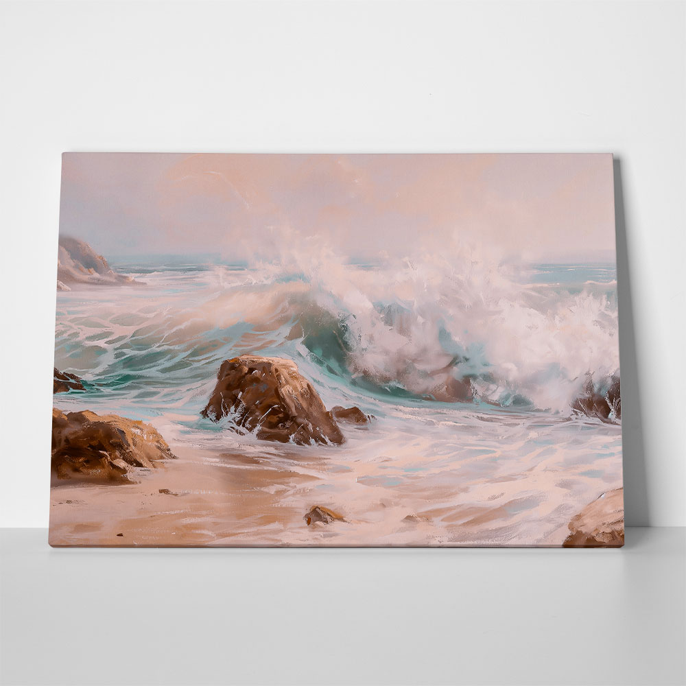 Πίνακας σε Καμβά VINTAGE PASTEL BEACH WAVES 4