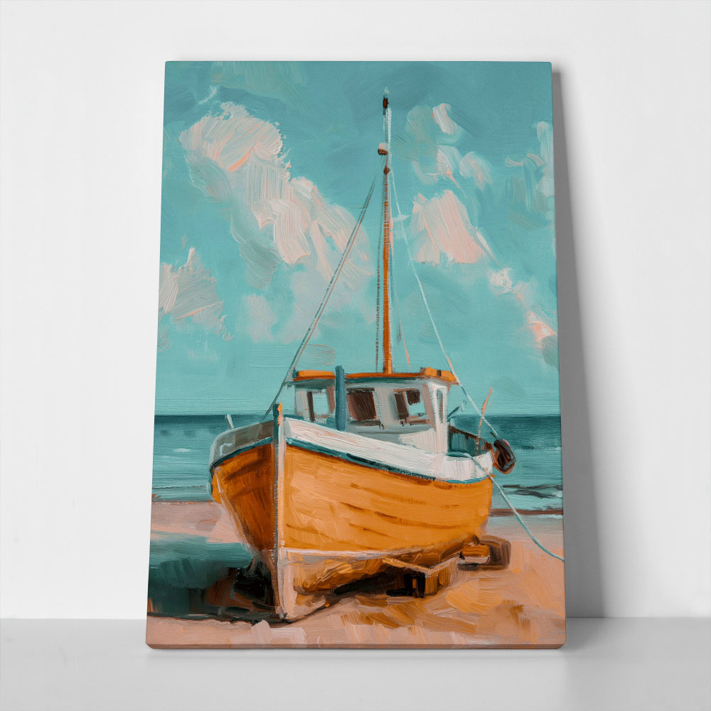 Πίνακας σε Καμβά VINTAGE PASTEL BOAT 8