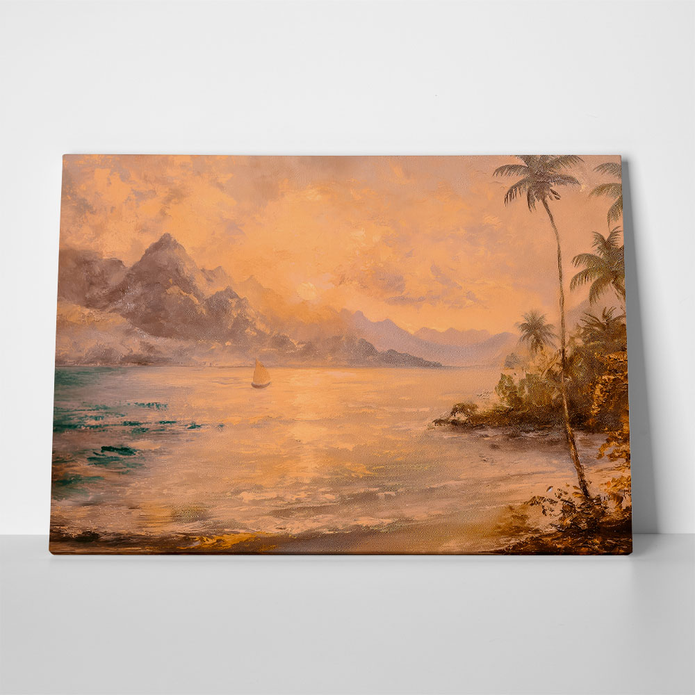 Πίνακας σε Καμβά VINTAGE PASTEL CALM BEACH 4