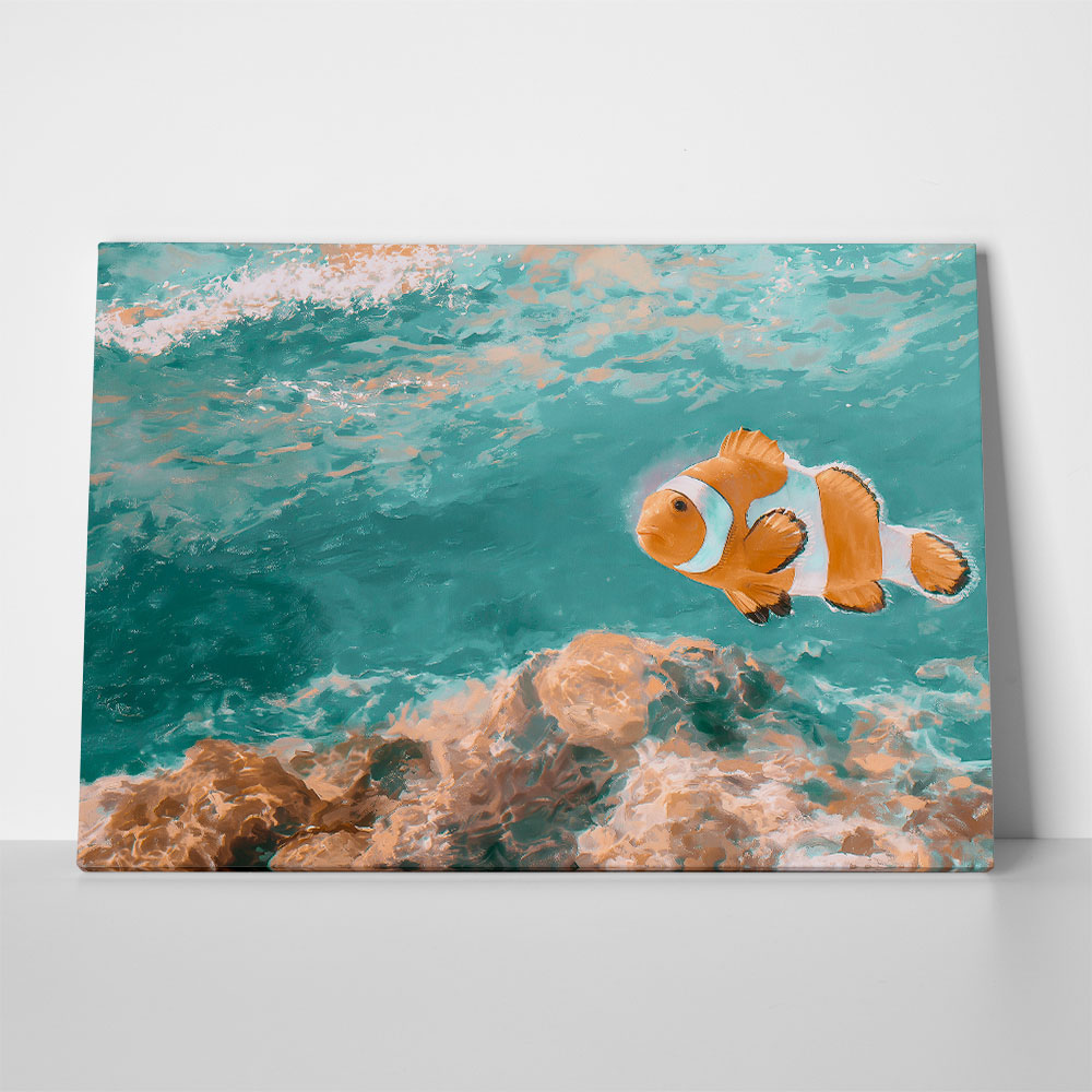 Πίνακας σε Καμβά VINTAGE PASTEL CLOWN FISH 3