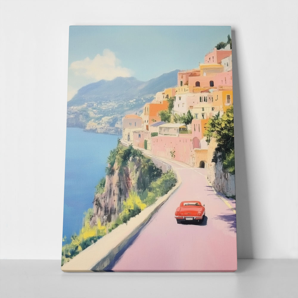 Πίνακας σε Καμβά VINTAGE PASTEL COASTAL ROAD