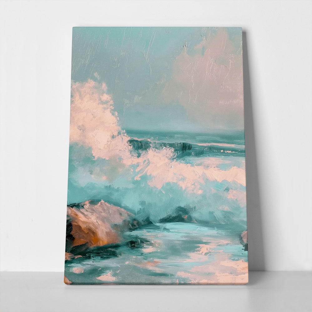 Πίνακας σε Καμβά VINTAGE PASTEL COASTAL WAVES 3
