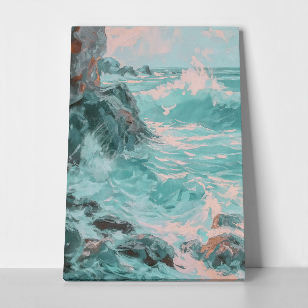 Πίνακας σε Καμβά VINTAGE PASTEL COASTAL WAVES 4